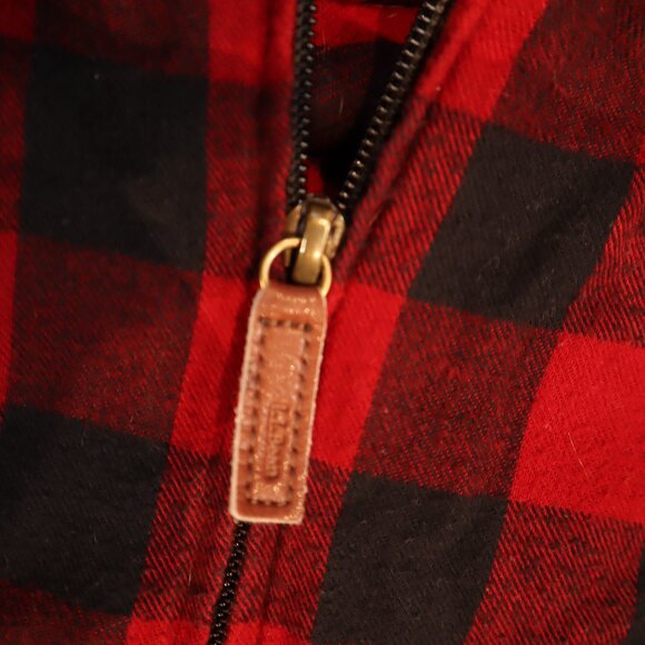 L.L.Bean Men’s Hooded Zip Flannel Jacket – Relaxed Fit – Red/Black Buffalo Check - Picture 7 of 10